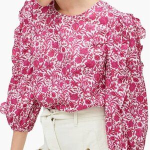 J . Crew Plus-Size Liberty Fabric Sambourne Floral Ruffle Farm-House Top Sz 22